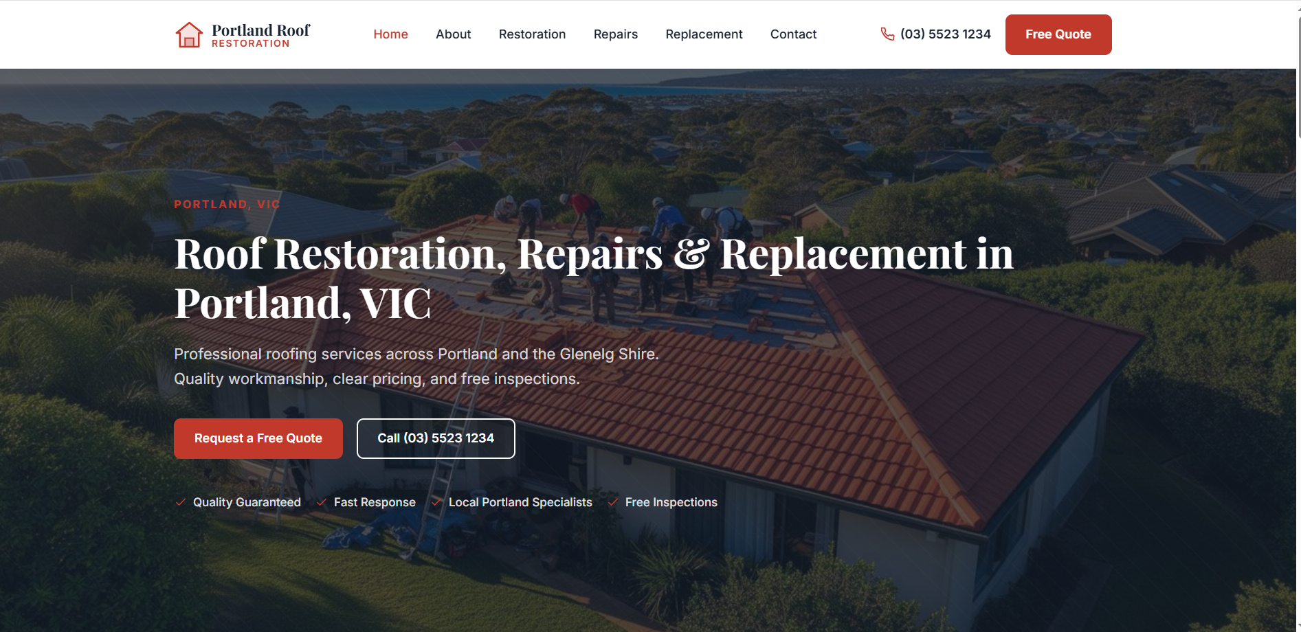 Portland Roof Restoration website